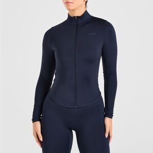 AYBL The Label Women's Deep Navy Long Sleeve Top SCULPT ZIP JACKET $45 Sz XS